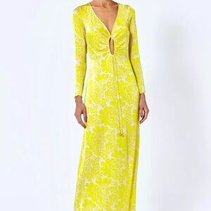Alexis Yellow V-Neck Gown with Cutout